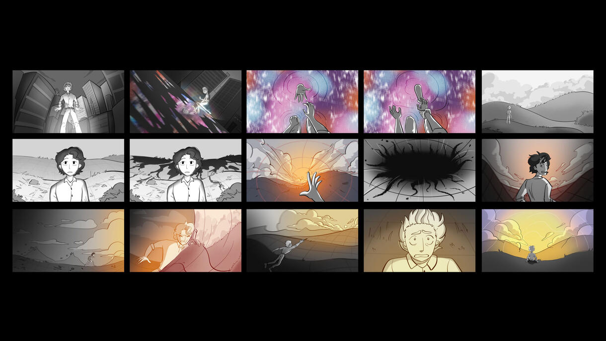 Annecy short film storyboard, slideshow on Click.