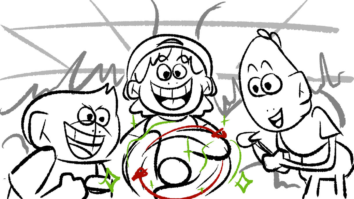 “Viaje de un rehilete” storyboard, slideshow on Click.